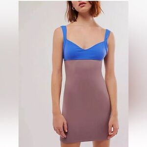 Intimately Free People Hudson Mini Slip‎ Dress Size L Purple Blue Sleeveless NWT